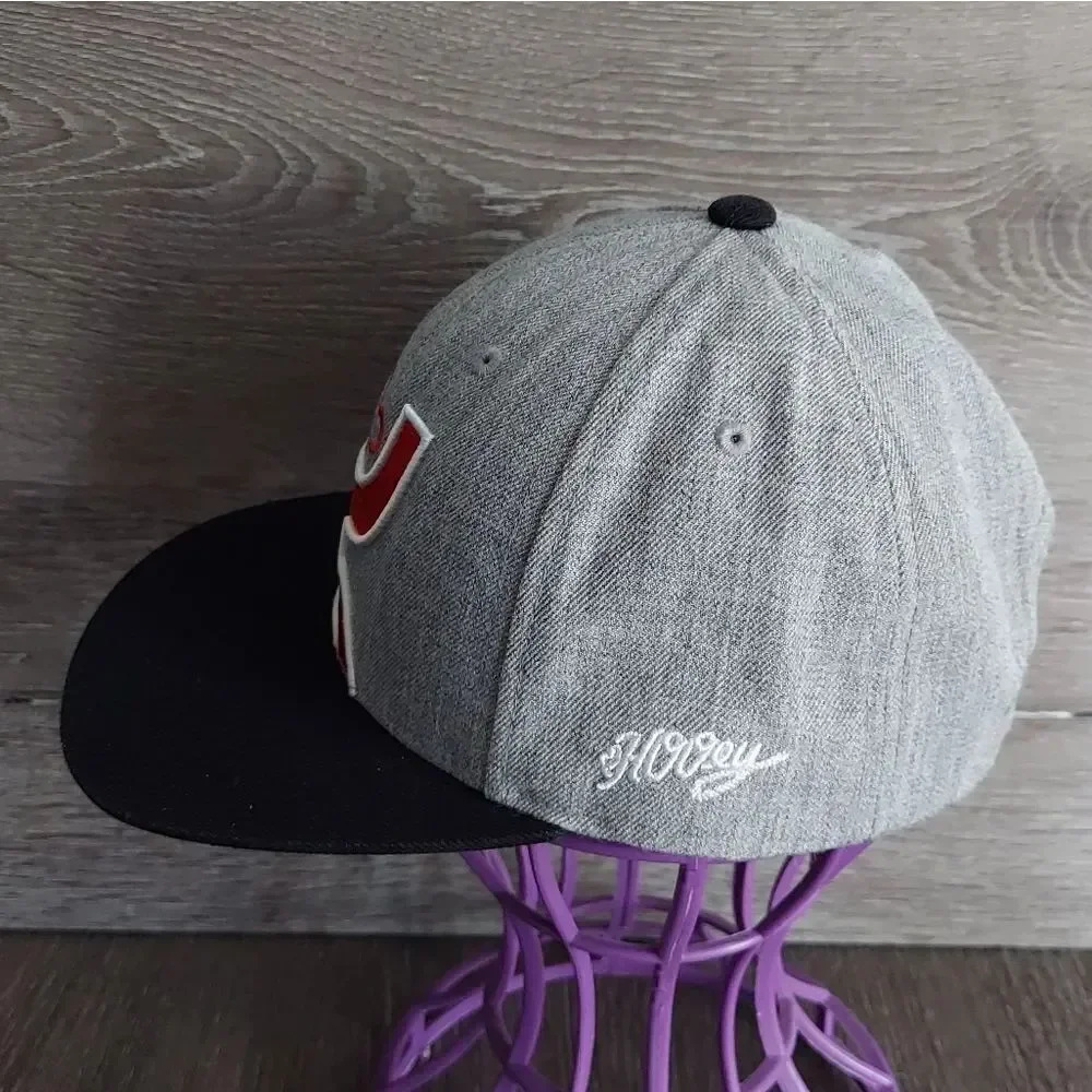 Hooey Gray and Black Snapback Hat with Orange Logo Flat Bill